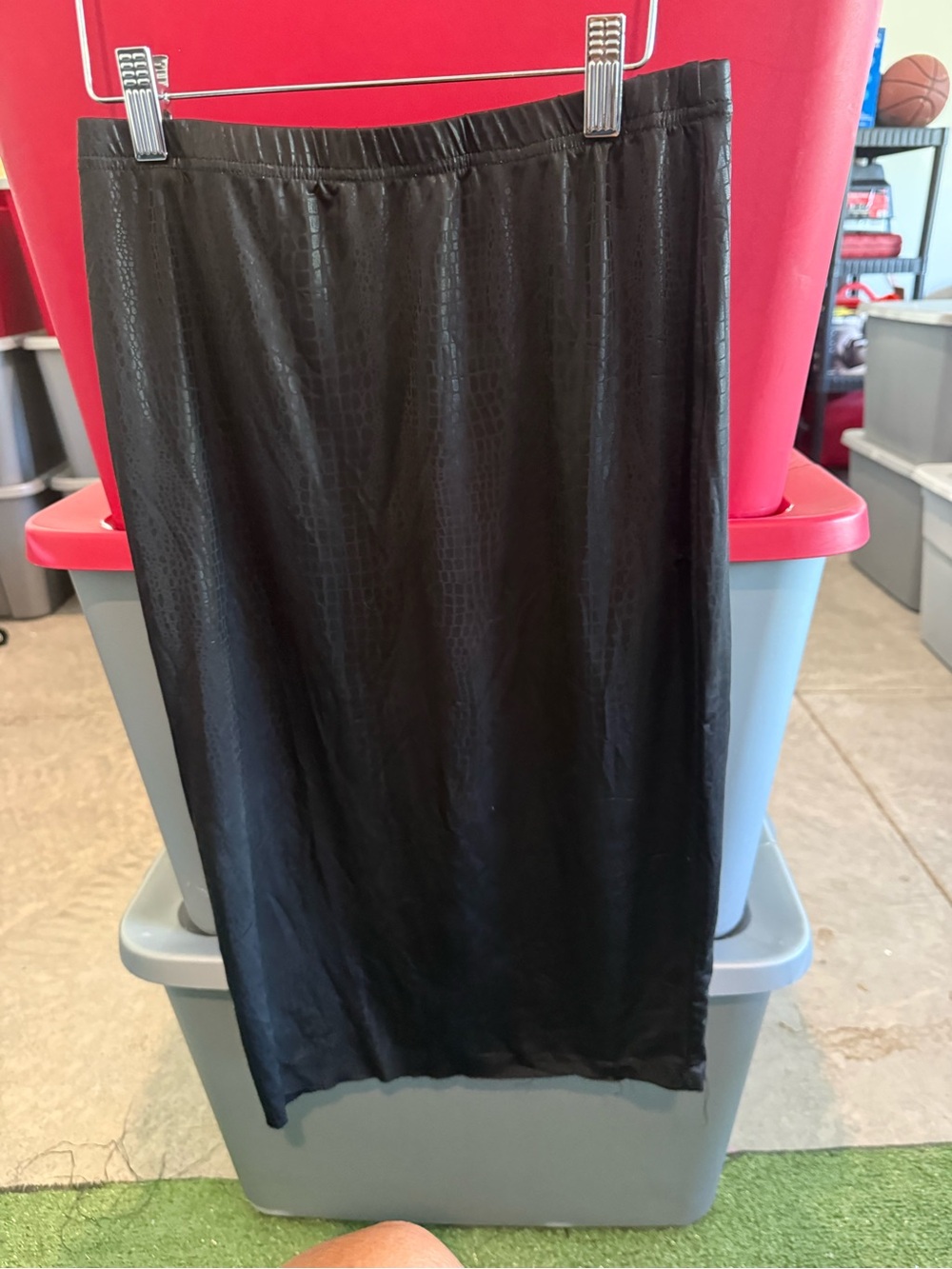 Black Faux-Leather Midi Skirt - Women mp71